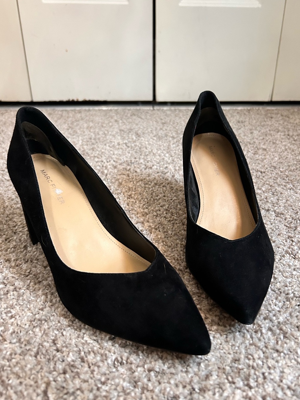 Marc Fisher Black Suede Pointed-Toe Pumps